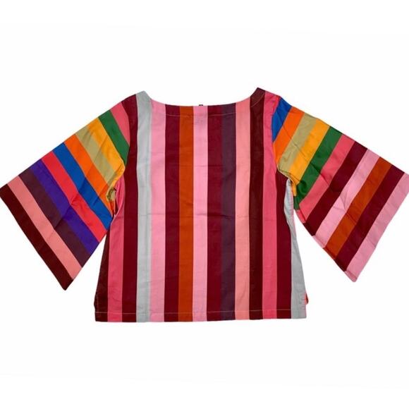 Anthropologie Geisha Designs Rainbow Striped Statement Top Size XS - Picture 5 of 6